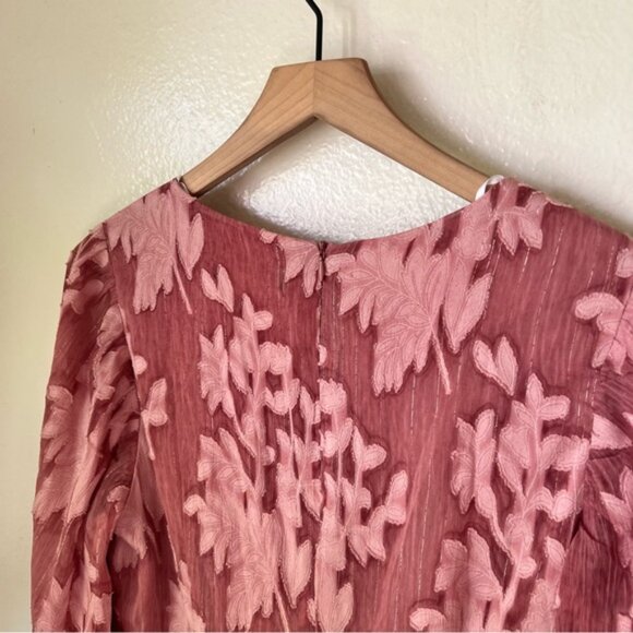 Lulus | Meant to Shine Mauve Floral Jacquard Long Sleeve Mini Dress - Picture 7 of 8